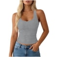 thumbnail image 2 of Byworldtasic Women's Summer Sleeveless Casual Camisole Shirt Slim Knit Ribbed Tank Tops Crop Tight Fit Basic Tank Tops, 2 of 7