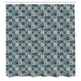 thumbnail image 2 of Ambesonne 80's Shower Curtain, Memphis Squares Lines Circles, 69"Wx75"L, Almond Green and Purpleblue, 2 of 4