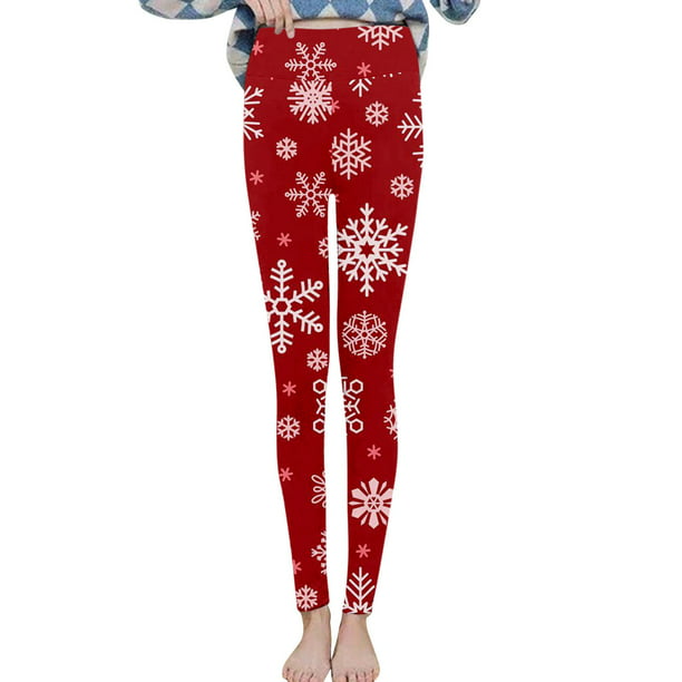 Womens Winter Warm Thick Christmas Leggings Fleece Lined Stretchy Soft  Thermal Pants High Waisted Slim Yoga Tights