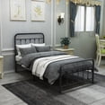 thumbnail image 4 of Twin Size Metal Platform Bed Frame with Victorian Style, No Box Spring Needed, Black for Bedroom, 4 of 11