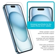 Tech Armor 3 Pack Screen Protector + Camera Lens Protector for iPhone 15 6.1 inch - Ballistic Tempered Glass, Case Friendly, Sensor Protection, HD, 9H Hardness