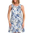 thumbnail image 1 of Fotbe Blue Paisley Vestido de Verano sin Mangas para Mujer – Vestido Midi Línea A, Estilo Camiseta Floral, Vestido Playero Casual y Fluido, 1 of 7