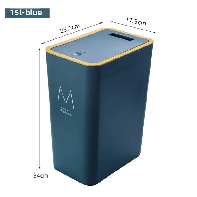 Cubo de basura de plástico cuadrado para uso doméstico, gran capacidad, sellado con tapa, tipo prensa, cubo de basura, cubo de basura de cocina ecológico