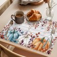 thumbnail image 3 of Orange Blue Pumpkin Fall Placemats Set of 6, Thanksgiving Maple Leaf Vintage Washable Wipeable Table Mats for Dining Tables, Indoor Outdoor Kitchen Place Mats for Holiday Party Table Decor, 3 of 9