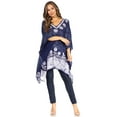 thumbnail image 5 of Sakkas Adalwin Desert Sun Lightweight Circle Ponch Tunic Top Blouse W / Embroidery - 35-NavyWhite - One Size, 5 of 5