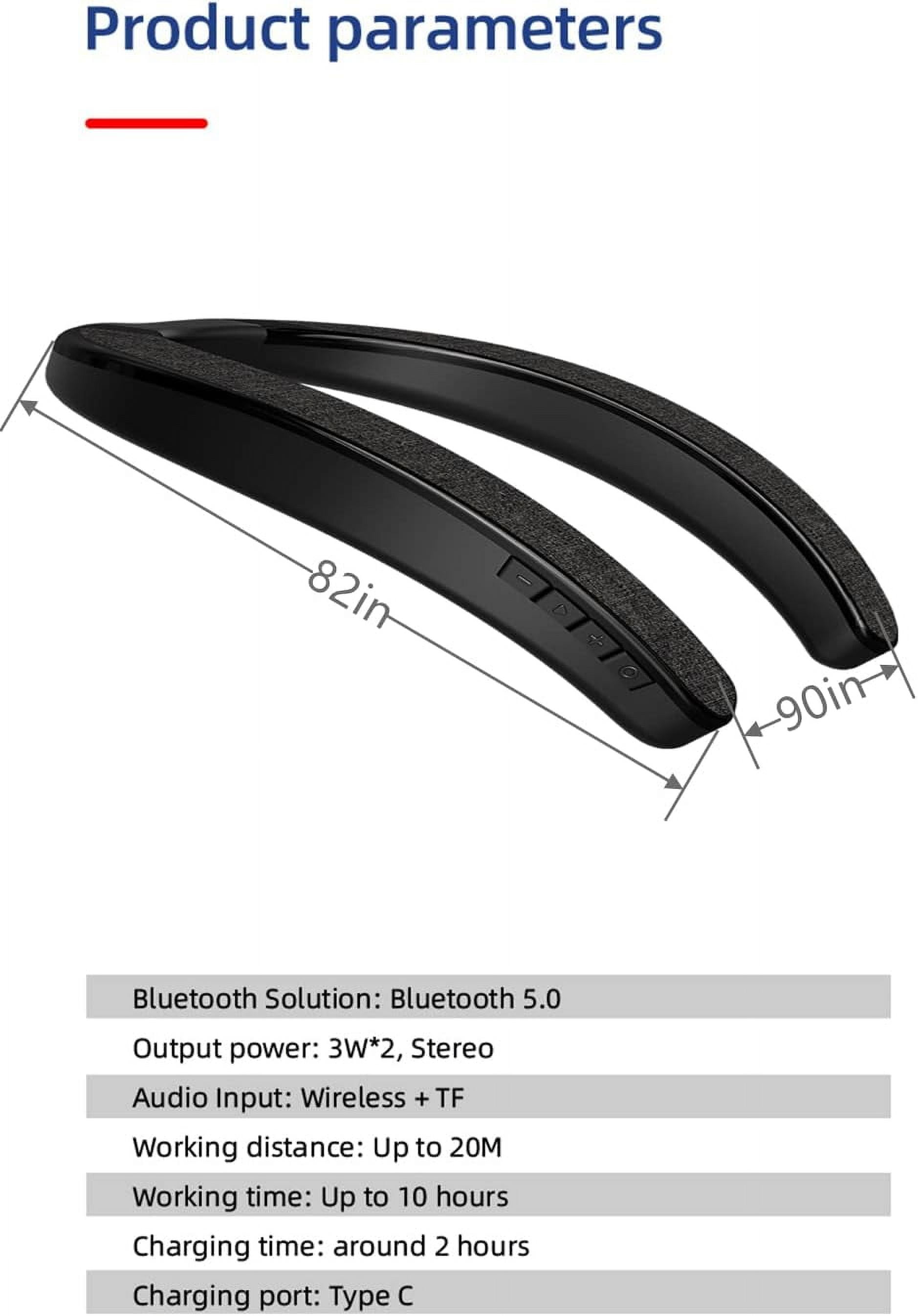 Neck Speaker, Bluetooth 5.3 Built-in mic, Neckband Speakers True 3D Stereo Surround Sound (Black)