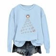 thumbnail image 2 of HOMBOM Crewneck Sweatshirts for Women Christmas Light Blue Essentials Light Up Merry Hoodless Xmas Adults Sweatshirt, 2 of 3