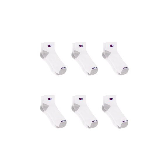 Champion Men’s Ankle Socks 6 Pack – Half Terry Cushion, Moisture-Wicking, Arch Support, Stretch Comfort, Sizes 6–12.5