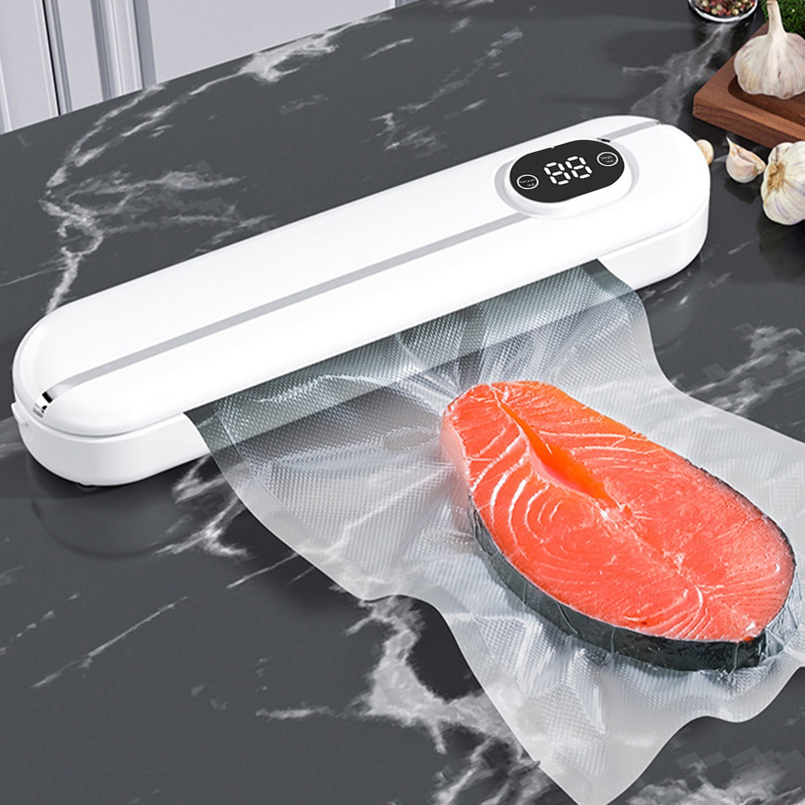 Byujiro Mini Vacuum Sealer Machine with 10 Vacuum Bags, Automatic Household Food Sealer, Compact Air Sealing System for Food Storage, Meal Prep & Kitchen Organization