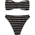 thumbnail image 2 of Traje de baño de 2 piezas a rayas sin tirantes, bandeau de cintura alta, conjunto de bikini negro y blanco CH negro y blanco CH Xishao ropa, 2 of 2