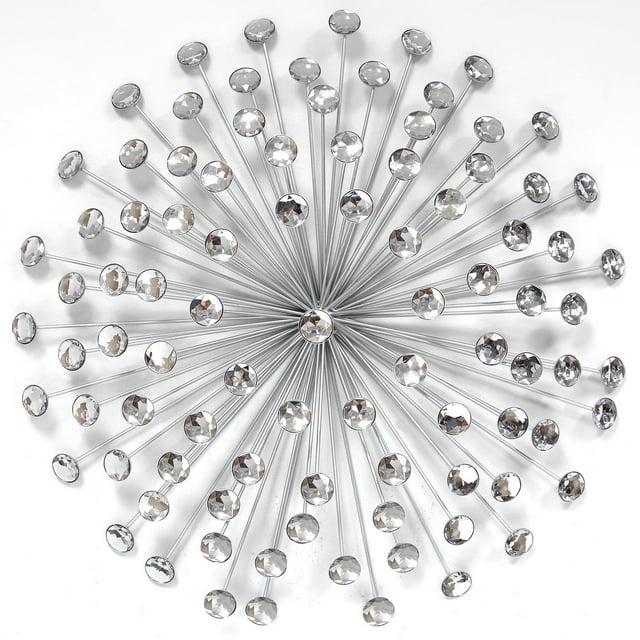 Stratton Home Decor Silver Acrylic Burst 24x24x5 Inch Metal Wall Art Decoration