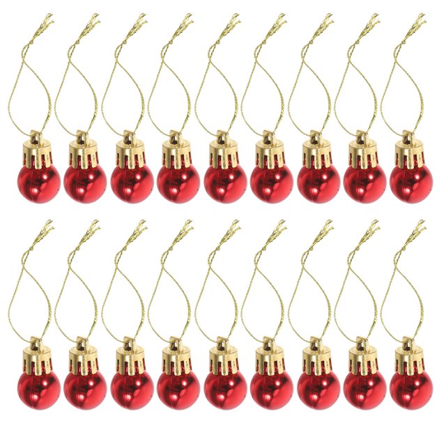 EeaseMX 24 piezas 2 CM colgante de Navidad bola en miniatura decoración colgante adornos de árbol de Navidad diseño accesorios decorativos para tienda del hogar (rojo)