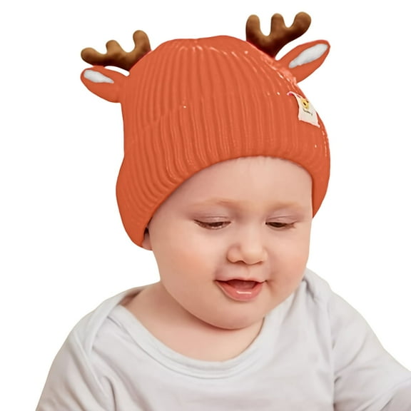 QHFBli Baby Beanie Hat Cute Antlers Reindeer Crochet Knitted Hat Winter Warm Cap for Toddler Boys Girls