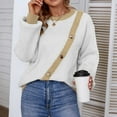 thumbnail image 2 of Fesfesfes Women Sweater Fall Winter Long Sleeve Splicing Button Round-Neck Sweater Tops Under $10, 2 of 7