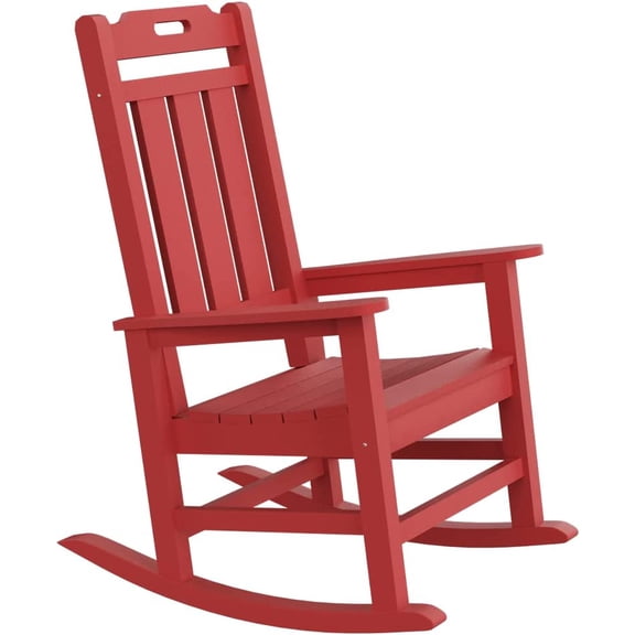 WILLIAMSPACE Rocking Chair, All Weather Resistant HDPE Patio Porch Rocker Chair with High Back, Waterproof, Easy to Maintain for Both Outdoor and Indoor