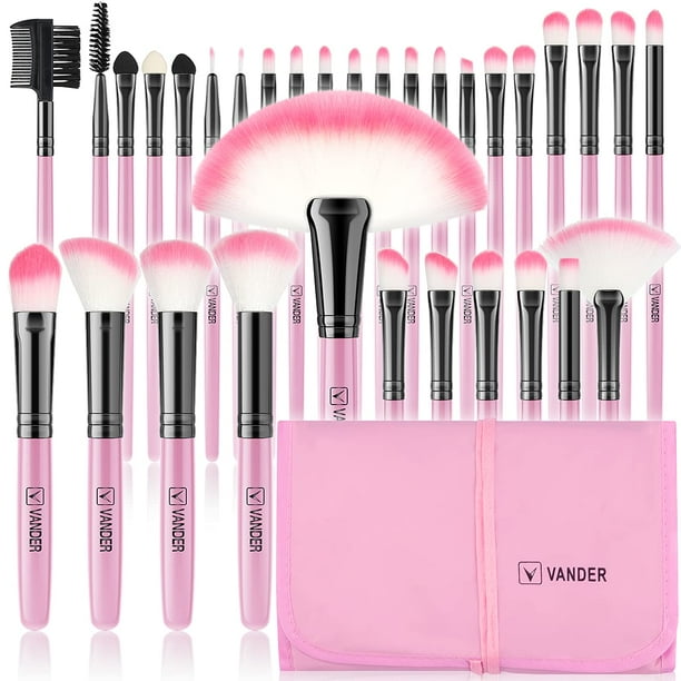 Set de brochas de maquillaje Vander, 32 piezas, fibra sintética profesional