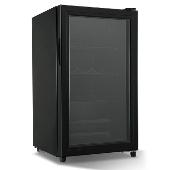 Mini Fridge 120 Can Beverage Refrigerator Cooler, 3.2 Cu.Ft Drink Fridge for Soda Wine Beer, Adjustable Temperature，Black