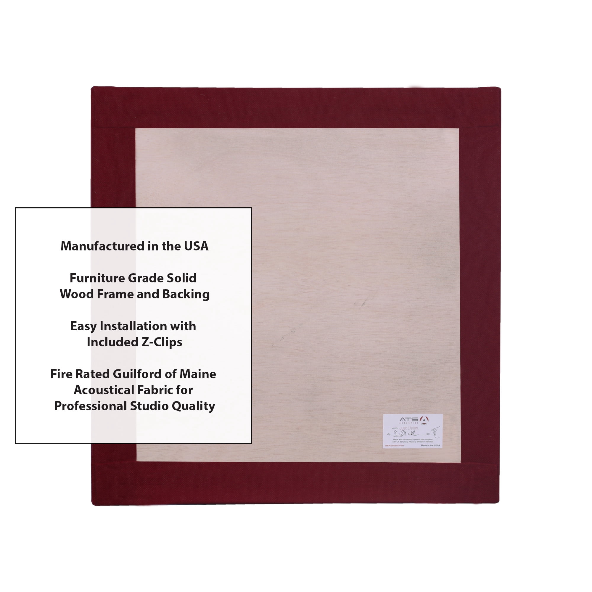 ATS Acoustics Soundproofing Studio Quality Acoustic Panel Fire Rated Square Edge 24x24x2