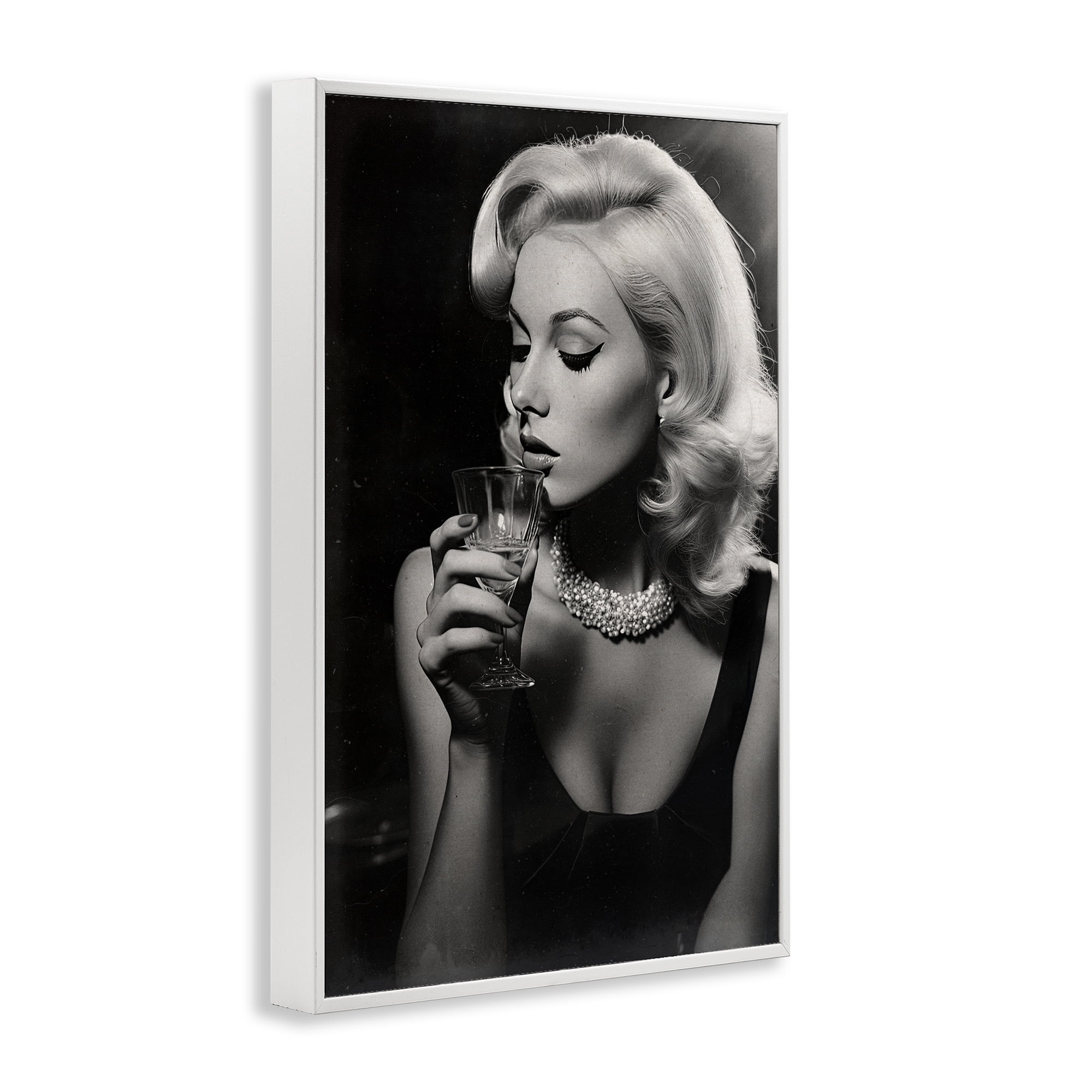 Classic Woman & Martini White Framed Giclee Art, design by Decent Exposures