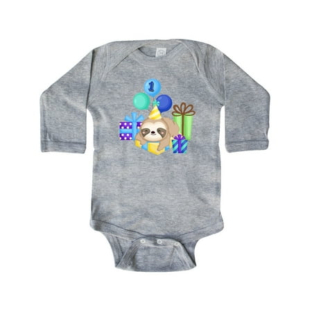 

Inktastic 1st Birthday Sloth Gift Baby Boy or Baby Girl Long Sleeve Bodysuit