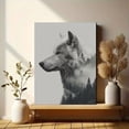thumbnail image 6 of Black White Wolf Forest Landscape Canvas Print, Minimal Rustic Fantasy Nature Home Wall Decor Art, 6 of 8