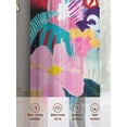 thumbnail image 6 of Abstract Art Graffiti Sheer Curtains 54 Inches Long 2 Panels Watercolor Pink Flower Leaf Color Block Light Filtering Semi Sheer Window Curtains Drapes for Bedroom Living Room 52"x54", 6 of 7
