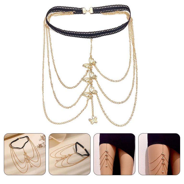 Rhinestone Thigh Chain Elastic Leg Chain Thigh Belt Crystal Multi