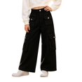 thumbnail image 2 of YunPes Girls Baggy Cargo Pants Multi Pocket Elastic Waist Wide Leg Pants Spring Fall Outdoor Casual Hiking Pants Kids Preppy Wear, 2 of 6