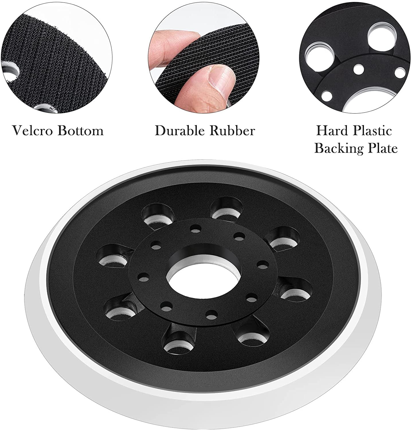 2-Pack 5 Inch Hook & Loop Replacement Sander Pad - 8 Hole Dust Collection For Bosch ROS20, ROS10 Random Orbit Sanders - View #8
