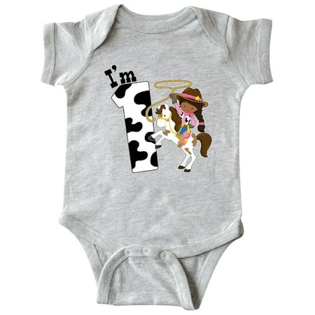 

Inktastic I m One-cowgirl riding horse birthday Gift Baby Girl Bodysuit