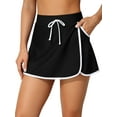 thumbnail image 1 of Charmo Womens Swim Skirt with Side Pocket Split Swimsuit Bottom Built-in Shorts, 1 of 7