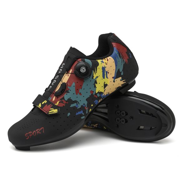 SUTENGDA Professional Men‘s Cycling Shoes Compatible with SPD Cleats Breathable Road Cycling Sneakers for Racing and Outdoor Rides