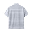 thumbnail image 5 of Mens Polo Shirts Summer Short Sleeve Striped Casual Golf Shirts Collared Button T Shirt with Pocket Size M-4XL Gray, 5 of 5