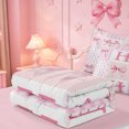 thumbnail image 5 of meiyoeat Modern Geometric Plaid Zipper Full Size Comforter Sets with Fitted Sheet and 2 Pillowcases For Kids,Pink Coquette Bow Initial Letter H Zipper Bedding Set,Pink Reversible,4 Pieces, 5 of 7