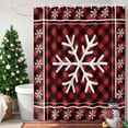 thumbnail image 4 of Winter Snowflake Christmas Red Buffalo Lattice Shower Curtain for Bathroom, Retro Black Plaid White Shadow Waterproof Shower Curtains Washable Quick Dry with Hooks Bathtub Curtains 36x72IN, 4 of 9