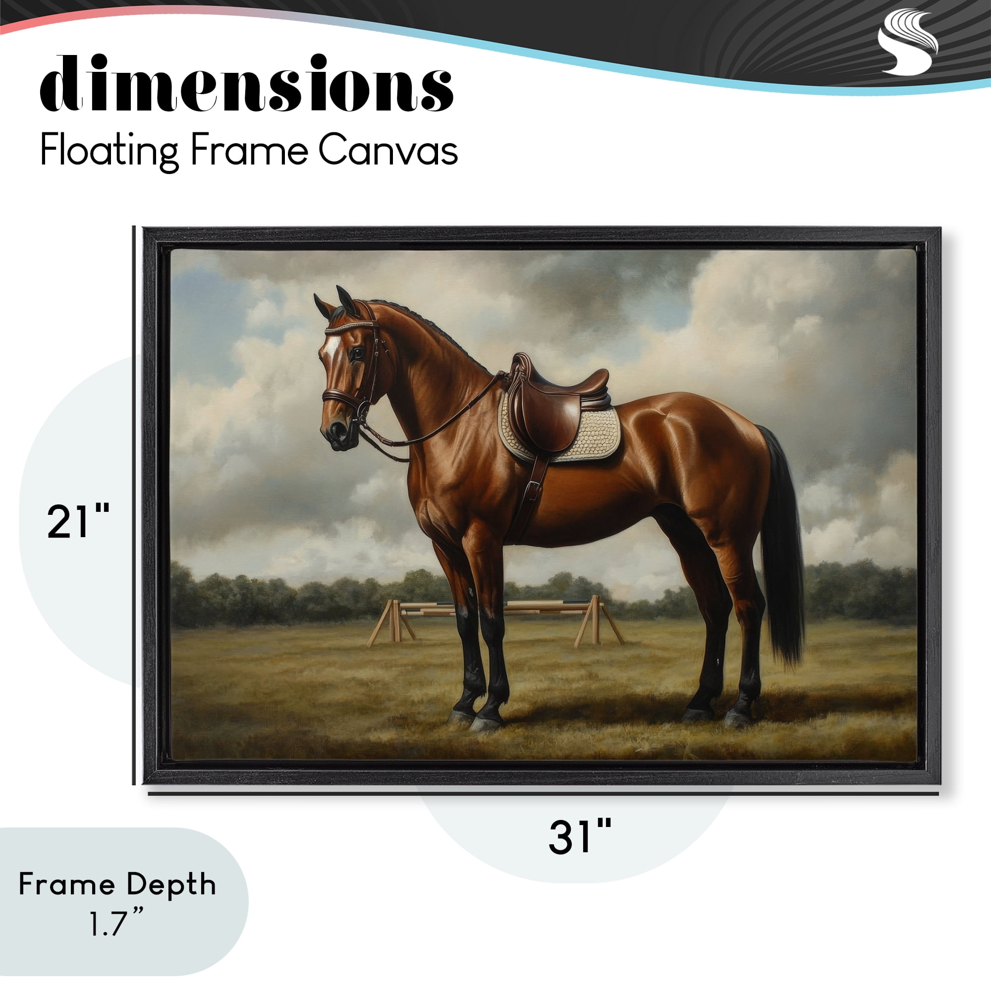 Stupell Industries Red Mare in Pastoral Landscape Black Framed Floater Canvas Wall Art, design by Petal Prints Design