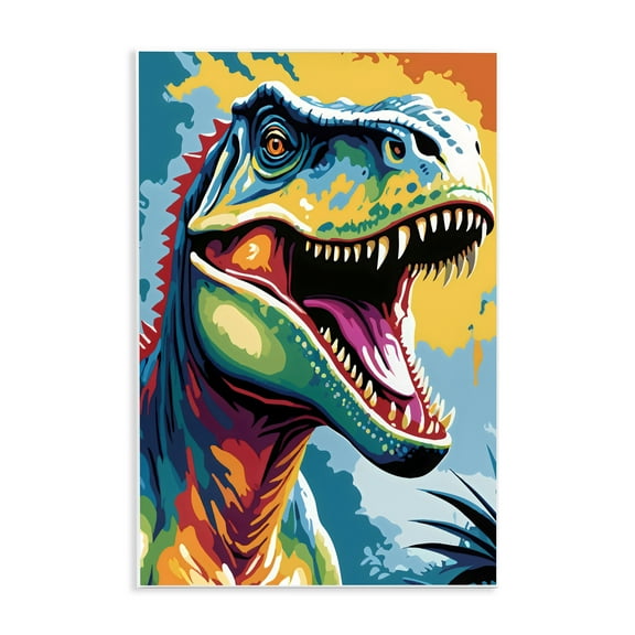 Stupell Industries Colorful Roaring T-Rex Wall Plaque Art, design by Creative Studio, 19 x 13