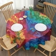 thumbnail image 3 of Colorful Tie Dye Pattern Round Tablecloth 60"x60",Wrinkle Wipeable Table Cloth for Kitchen Dining Room Picnic Patio Party, 3 of 6