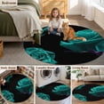 thumbnail image 5 of Round Area Rugs Collection 7 Ft, Teal Blue Rose Non-Slip Residential Carpet, Vintage Abstract Garden Flower Floral Black Indoor Crawling Mats Runner Rugs for Living Room/Dining Room/Bedroom, 5 of 8