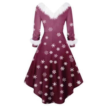 FAVIPT Christmas Dresses For Womens Furry V-Neck UK