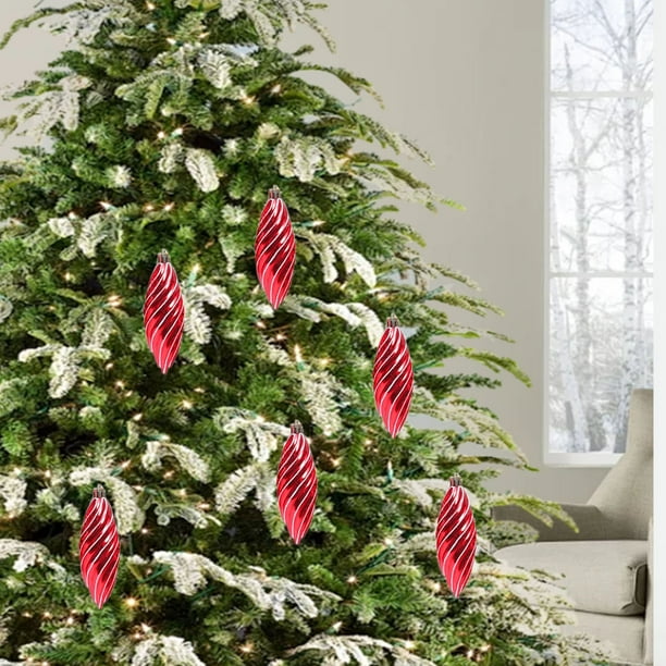 Juego de Bolas Navideñas | Diseño de Estrella Hexagonal de Caramelo Electrochapado En Plástico Rojo | Pequeños Colgantes Decorativos Navideños para Decorar El Árbol de Navidad | Ideas de Regalo | Dec