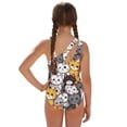 thumbnail image 2 of Jiueut Cartoon Cat Print Girls' One-Piece Swimwear Cute Swimsuit for Girls Cut Out Bathing Suit with Mesh Cover Up Skirt, 2 of 7