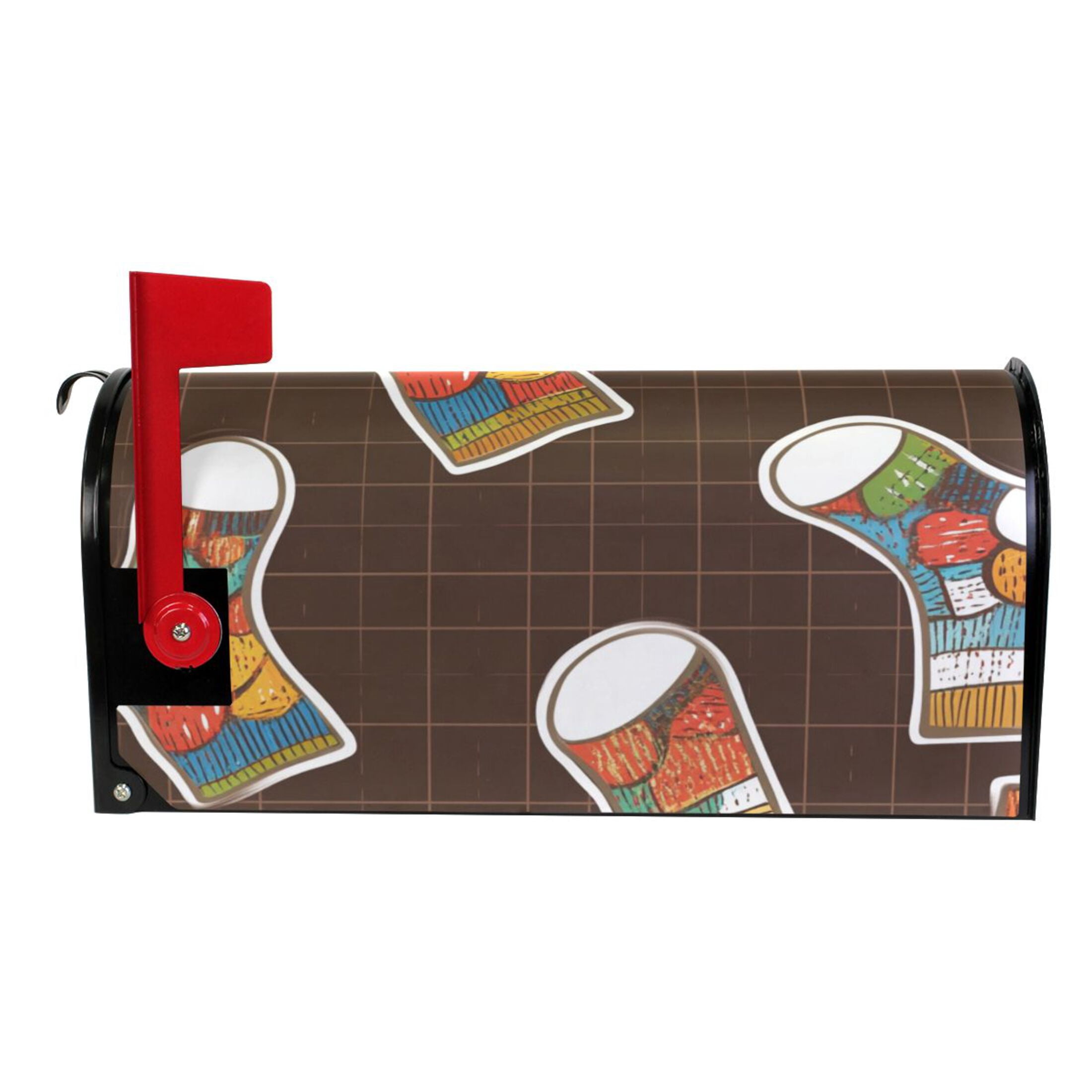 Colorful Socks Mailbox Cover Magnetic Standard Size Post Box Cover Wraps Home Garden Decor 18" X 21"