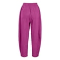 thumbnail image 6 of Cropped Linen Pants Women Capri Pants Barrel Drawstring Wide Leg Cotton Capris 2026 Casual Summer Boho Baggy Trouser (Hot Pink,XL), 6 of 9