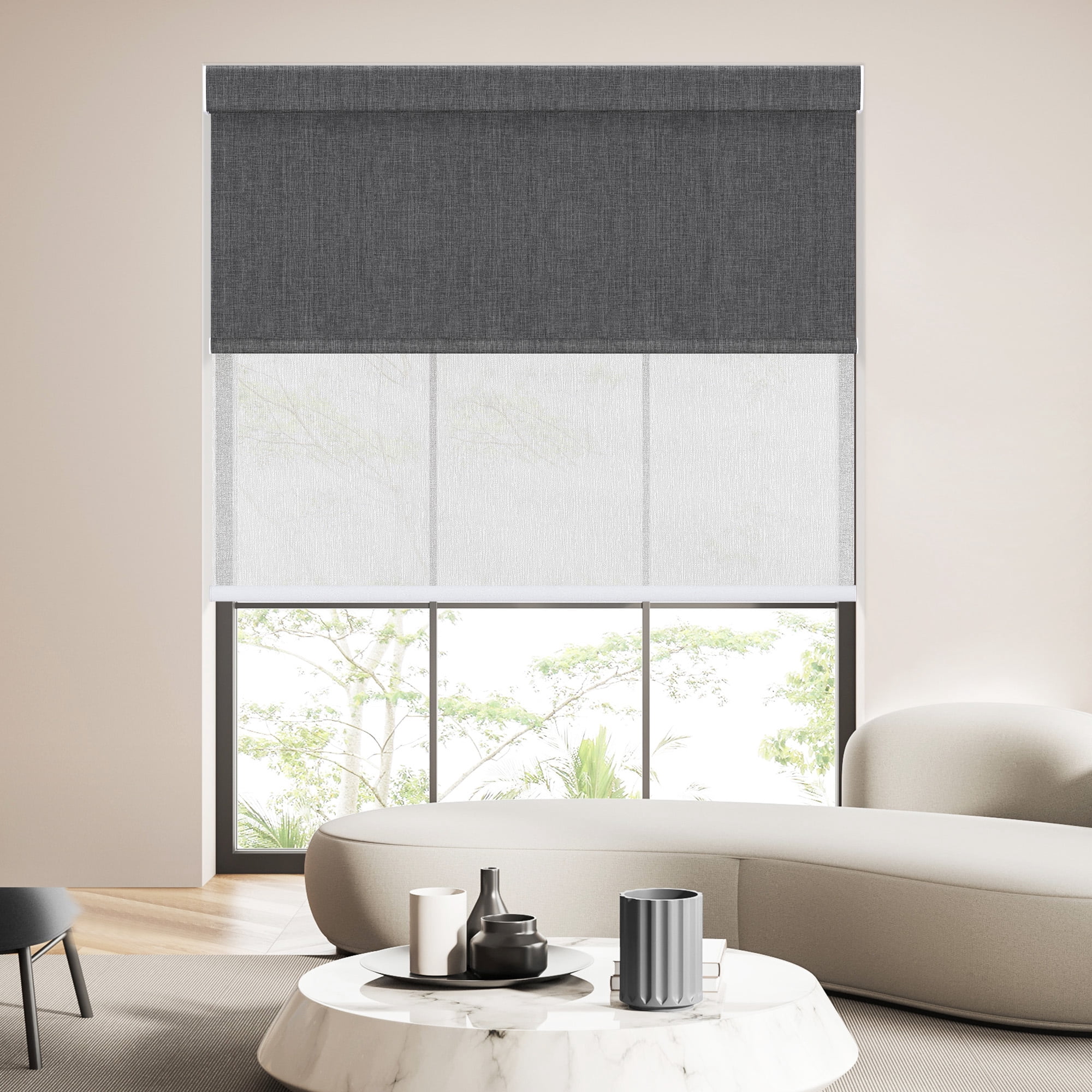 No Drill No Tools Cordless Roman Shades for Window,Room Darkening Easy Install Linen Fabric Blackout Roll Up Roman Blinds Window Blinds Inside Mount 23" W x 60" H Grayish White