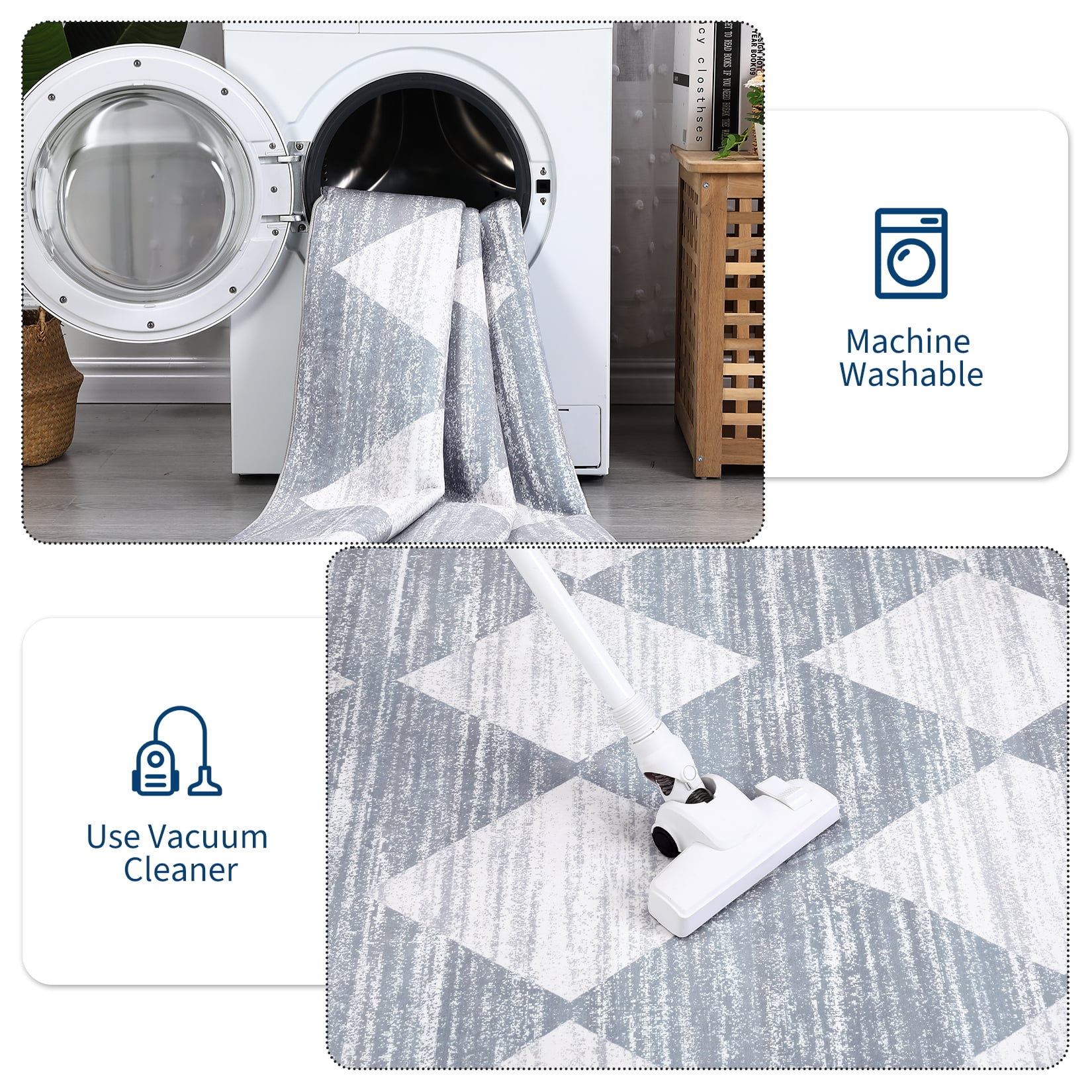 Hasoo Gray 10' x 13' Area Rug Geometric Rugs for Living Room Washable Modern Trellis Carpet for Bedroom