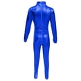 thumbnail image 3 of MEZZALL Girls Bodysuits Metallic High Neck Long Sleeve Performance Romper With Glitter Gold And Back Zipper For Dance Stage Wear O-Neck Solid Color Breathable Back To School Onesie, 3 of 4