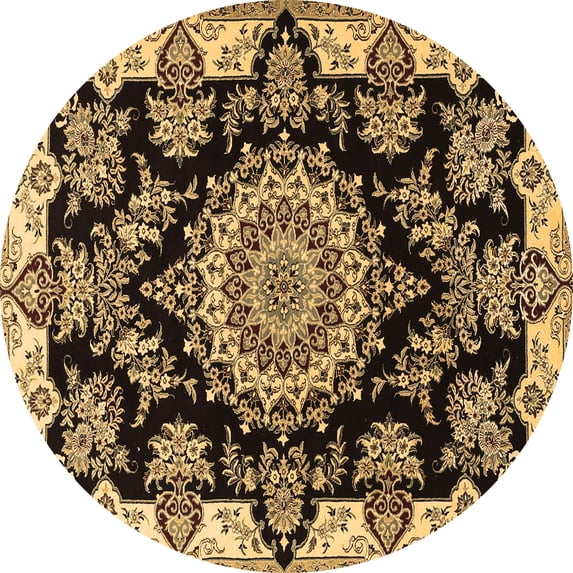 Ahgly Company Indoor Round Medallion Brown Traditional Area Rugs, 6' Round