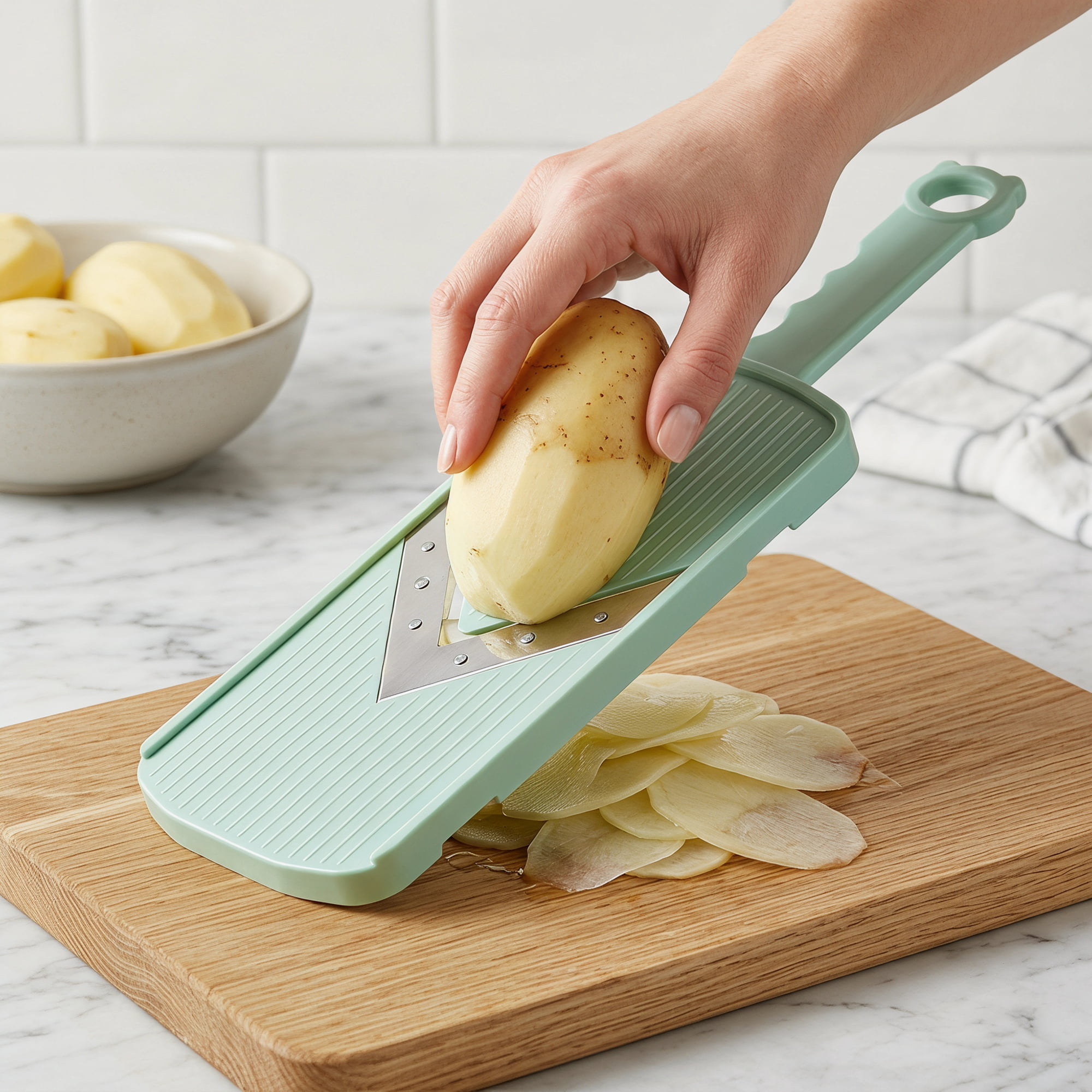 Unique Bargains 2 Pcs Mandoline Slicer for Kitchen Multifunctional Cutter Green 12.2"x3.6"