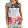 ZXZY Women American Flag Tank Sleeveless Round Neck Independence Day Top